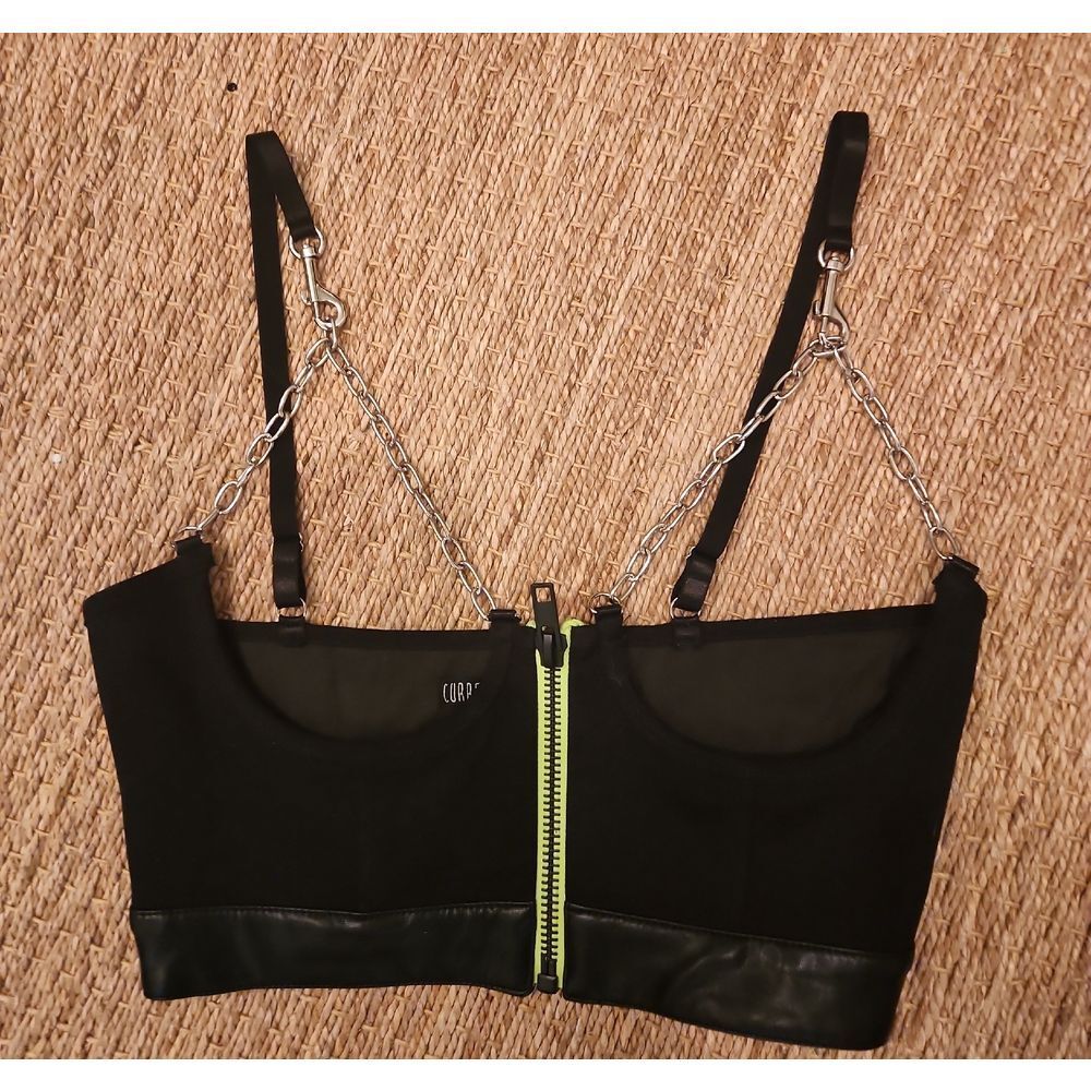 Dolls Kill Black and Neon Green Chain Belt Size M NWT